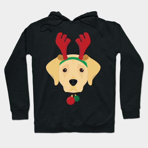 Labrador Retriever Dog With Weindeer Horns Funny Xmas Gift Hoodie by salemstore